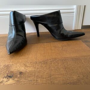 Unlisted Black Ankle Boots with Smooth Leather and High Stiletto Heel